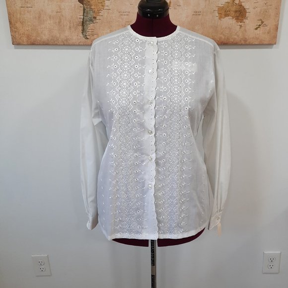 Vtg 60s embroidered eyelet blouse - David Peet brand - Picture 10 of 10